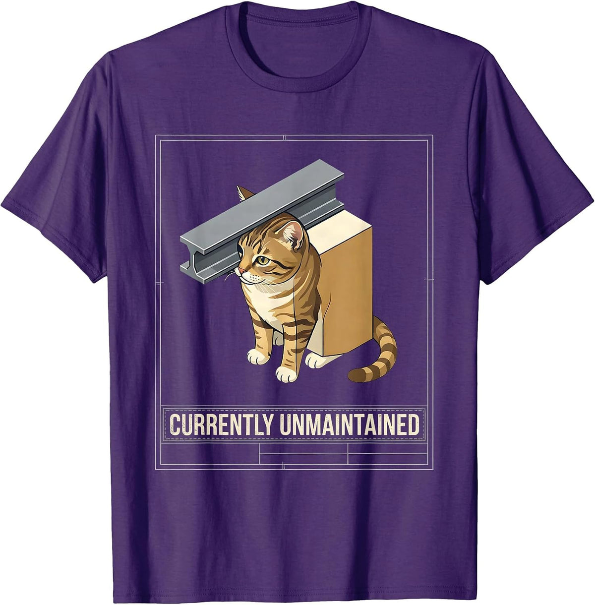 Men's Currently Unmaintained Funny Cat Meme Cat Lover Humor T-Shirt - Purple