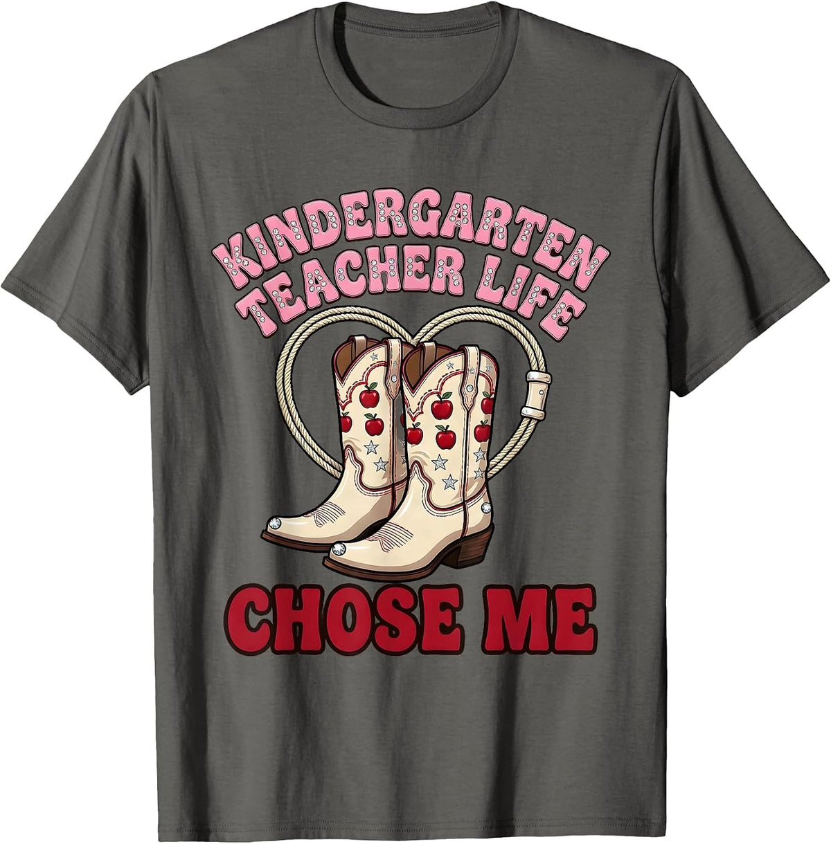 Kindergarten Teacher Life Chose Me Design T-Shirt - Asphalt Grey
