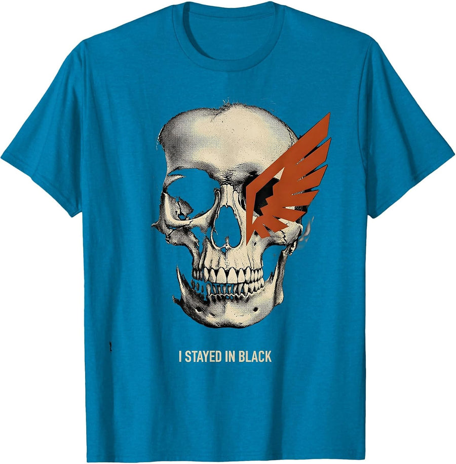 I Stayed In Black Edgy Goth Skull Alt Streetwear Emo Y2K T-Shirt - Sapphire Blue