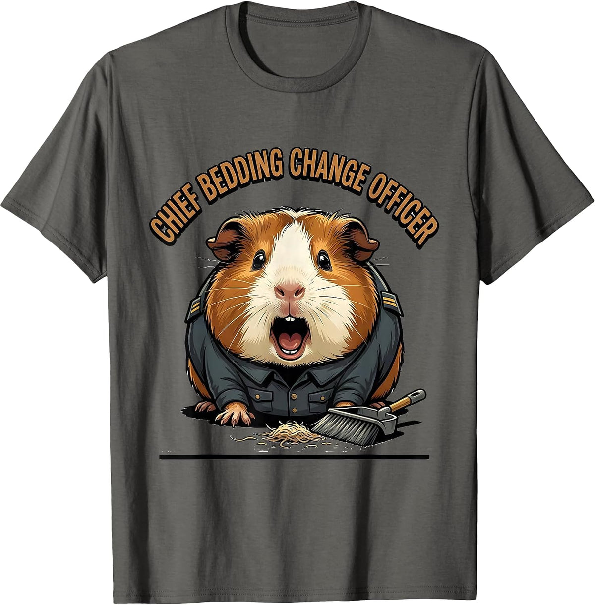 Men's Chief Bedding Change Officer Funny Guinea Pig Pet Lover T-Shirt - Asphalt Grey