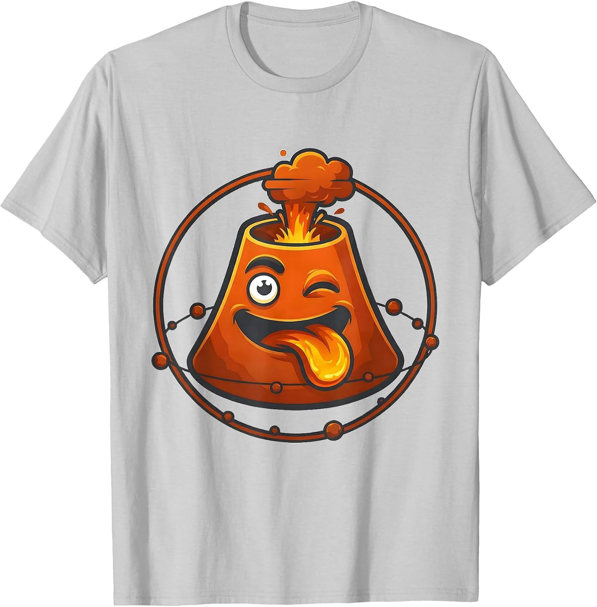 Men's Winking Volcano Mascot Funny History Lover Gift T-Shirt - Silver Grey