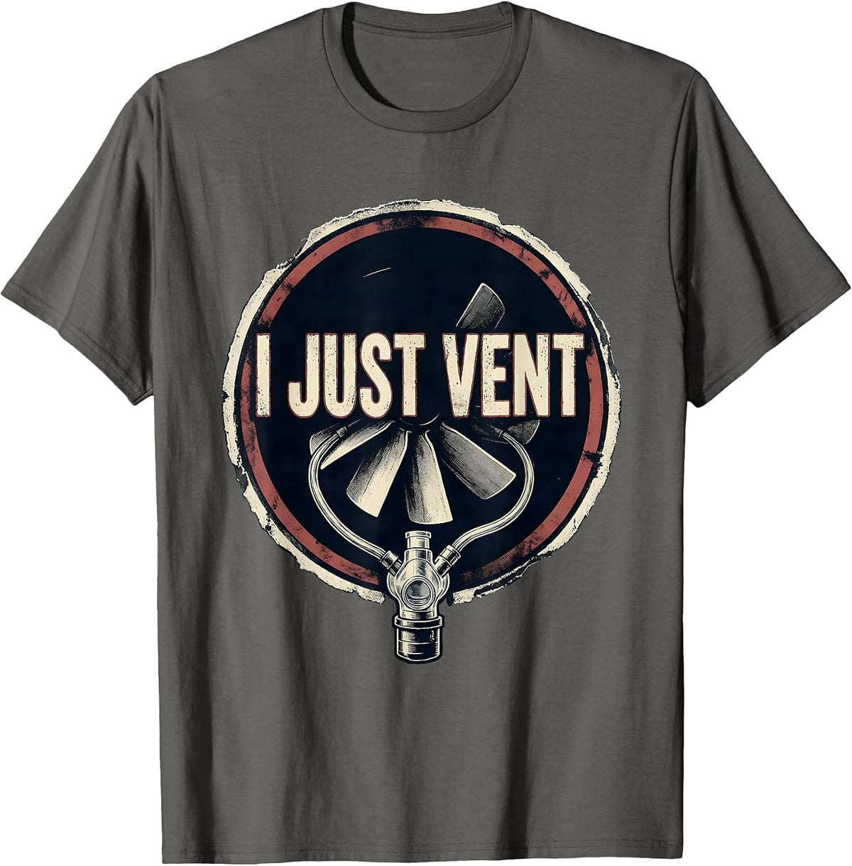 Men's I Just Vent Bold Stencil Respiratory Therapist RT Humor T-Shirt - Asphalt Grey