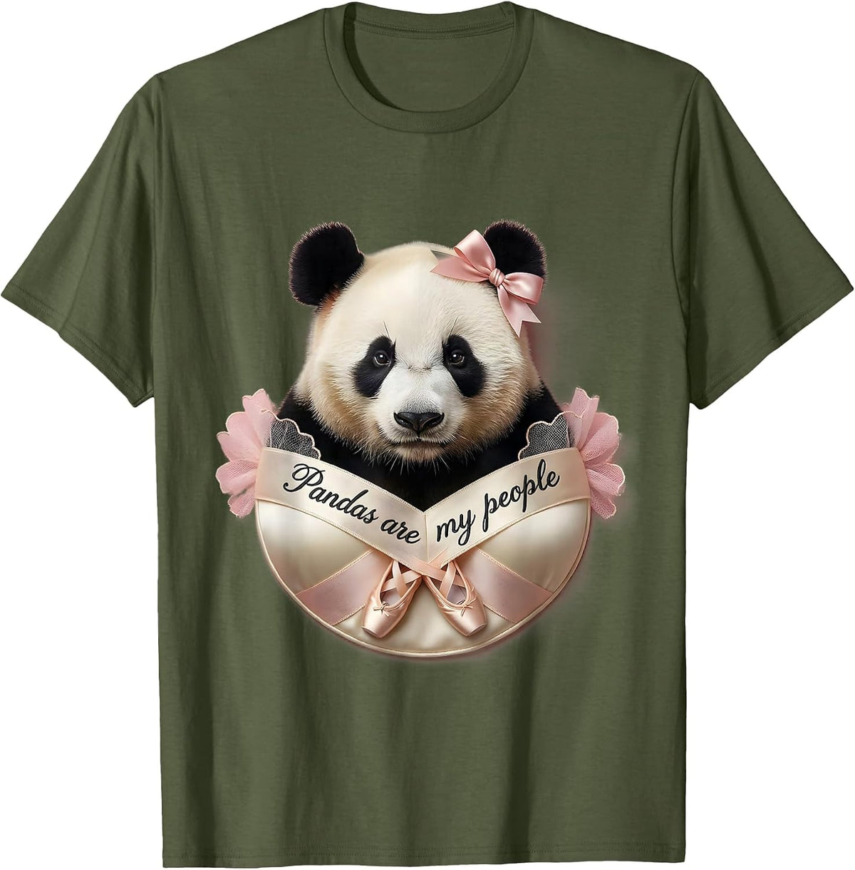 Men's Pandas Are My People Panda Lover Design T-Shirt - Olive Green