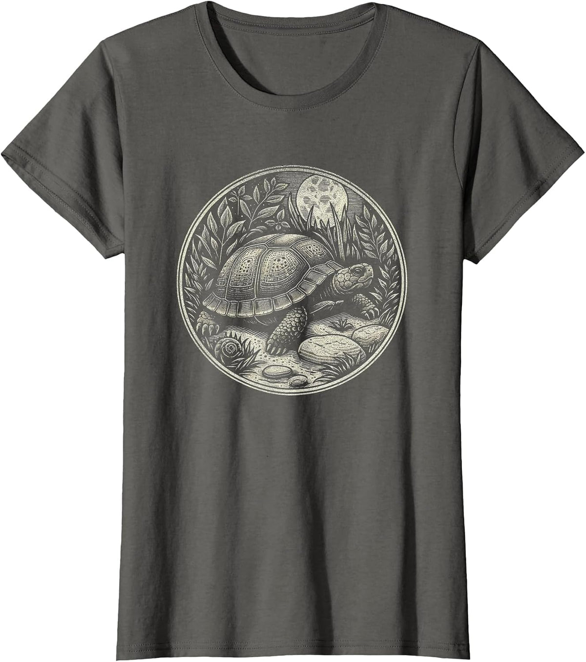 Canned Turtle Nature Scenes Graphic Design for Women T-Shirt - Asphalt Grey
