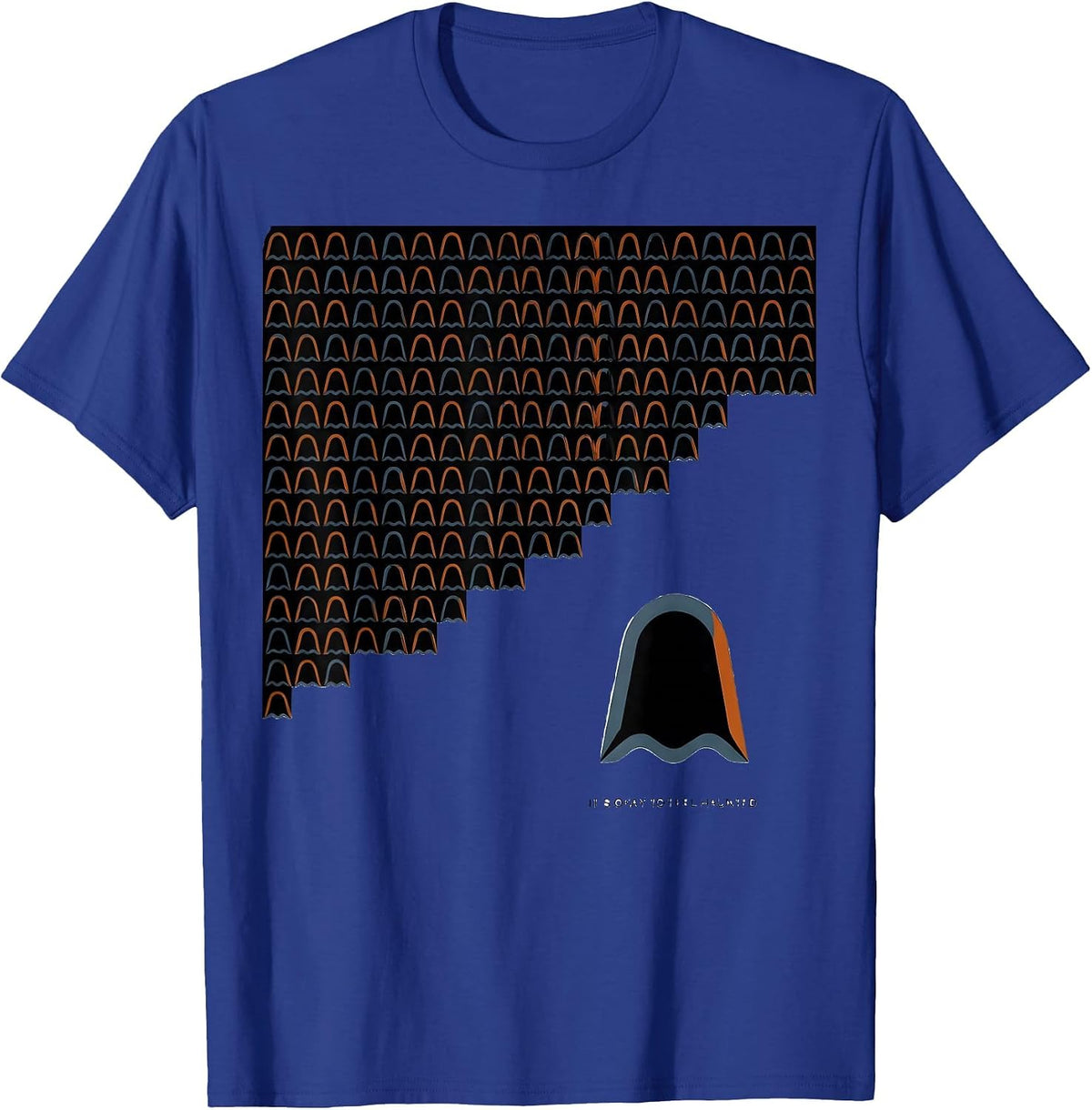 It's Okay To Feel Haunted Geometric Ghost Mental Health T-Shirt - Royal Blue