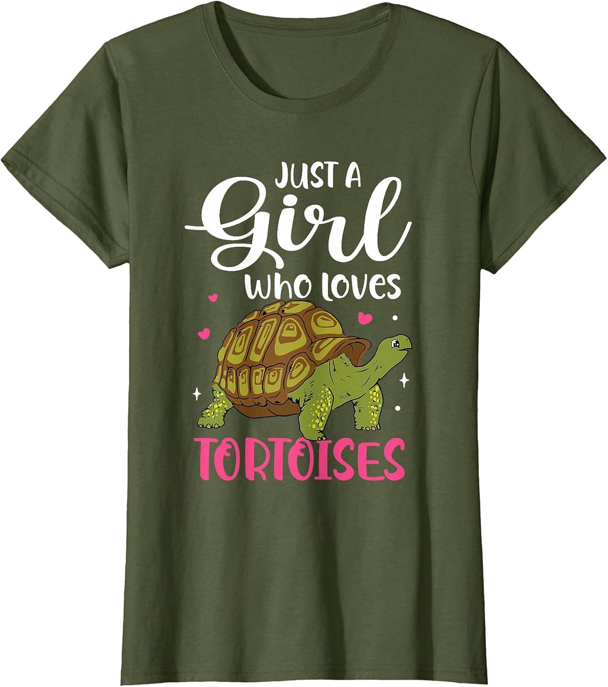 Turtle Reptile Women Cute Just A Girl Who Loves Tortoises T-Shirt - Olive Green