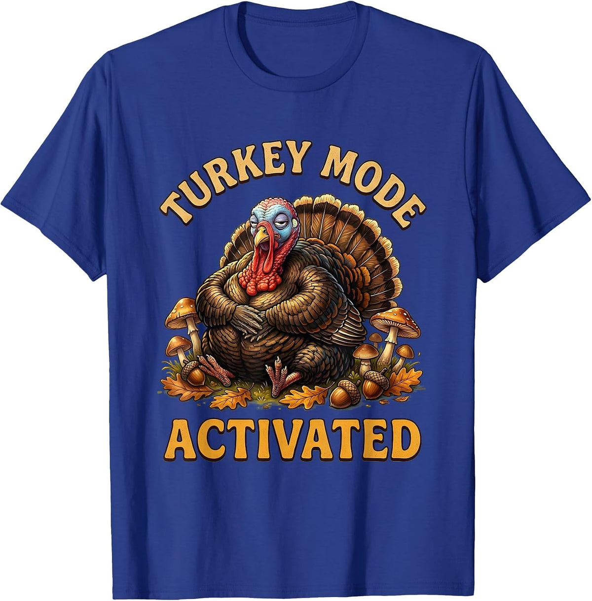 Boys Turkey Mode Activated Thanksgiving Design T-Shirt - Royal Blue