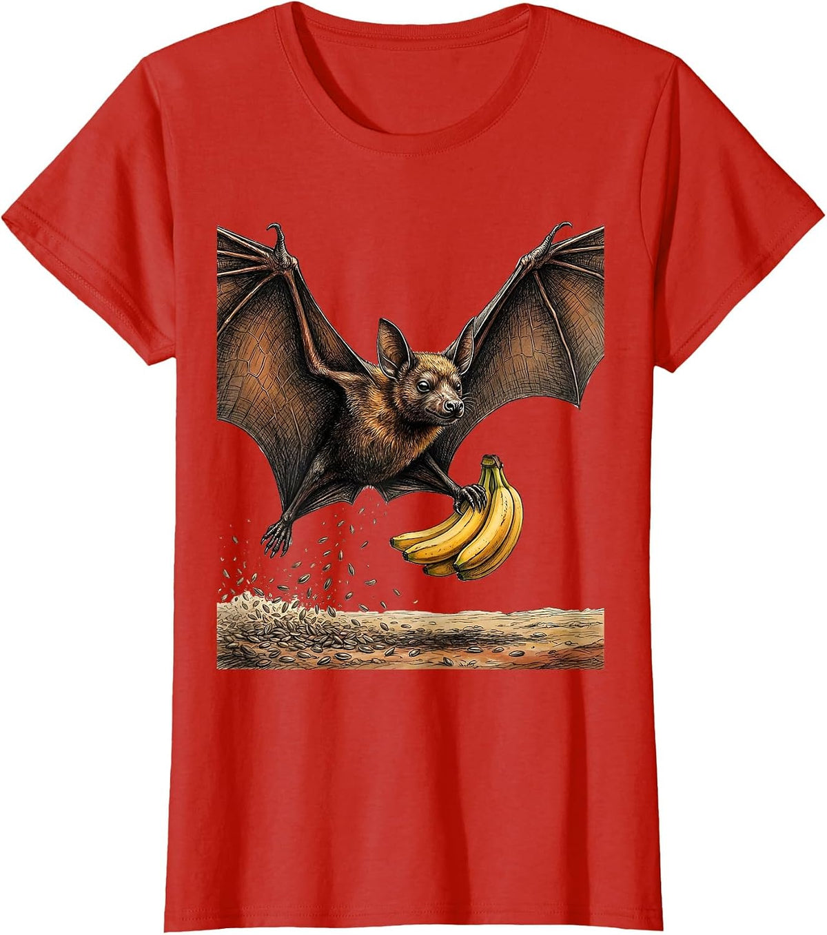 Women's Fruit Bat Nature Lover Halloween Bat Enthusiast T-Shirt - Red