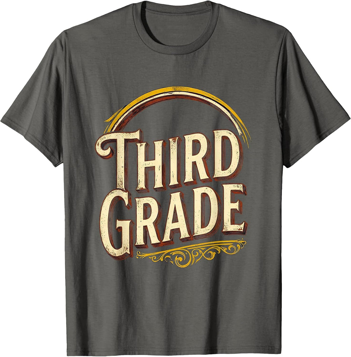 Third Grade Vintage Retro Teacher Back To School T-Shirt - Asphalt Grey