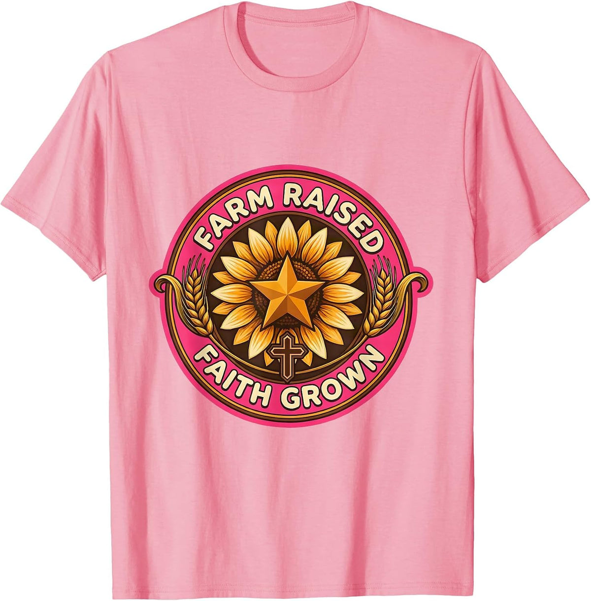 Men's Farm Raised Faith Grown Country Life Design T-Shirt - Pink
