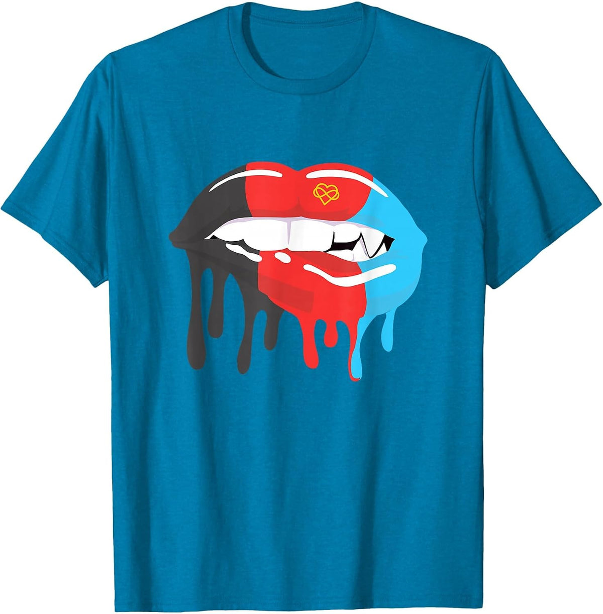 Polyamory Flag Mouth Poly Pride LGBTQ Lips T-Shirt - Sapphire Blue