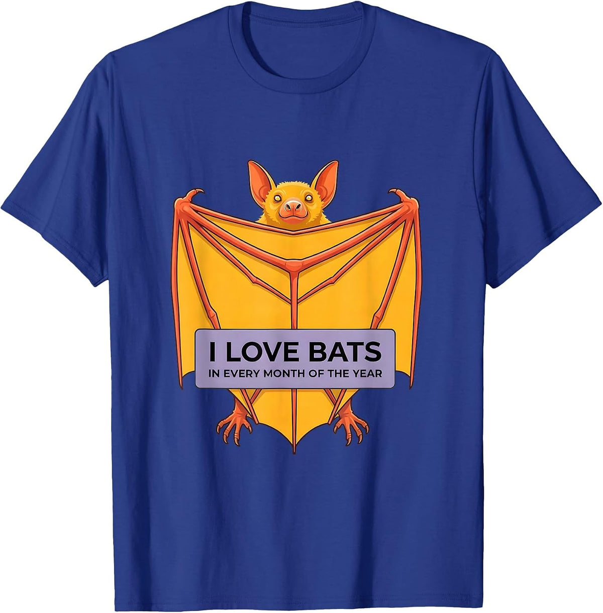 I Love Bats In Every Month Of The Year Vintage Bat Lover T-Shirt - Royal Blue