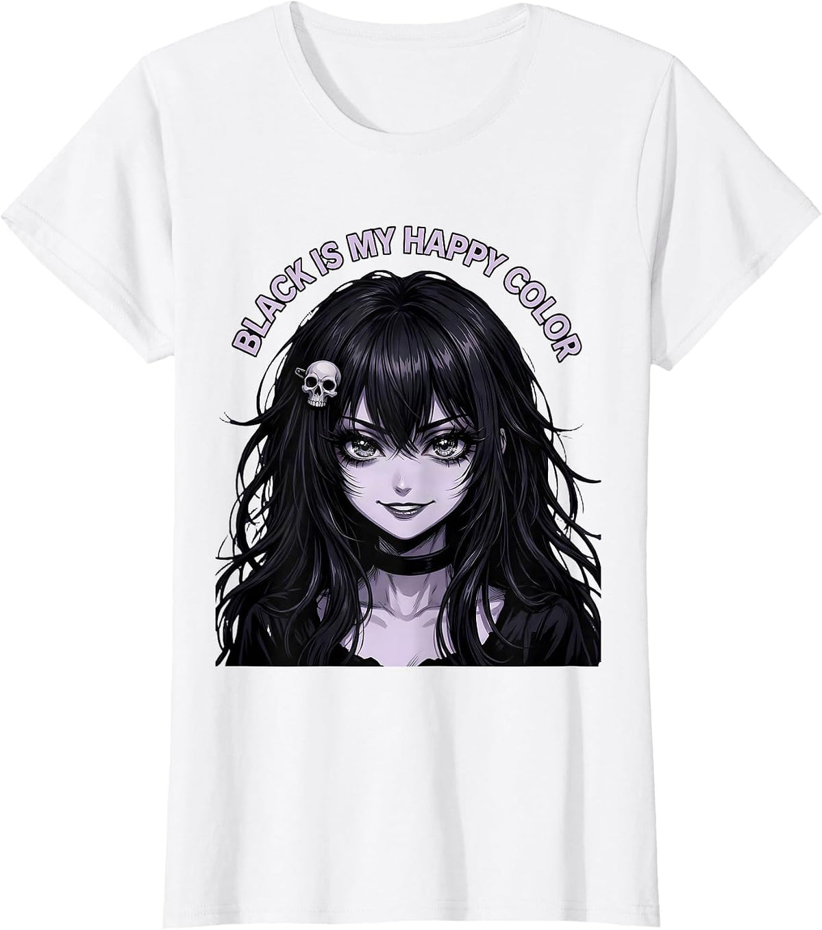 Women's Black Is My Happy Color Goth Dark Aesthetic Design T-Shirt - White