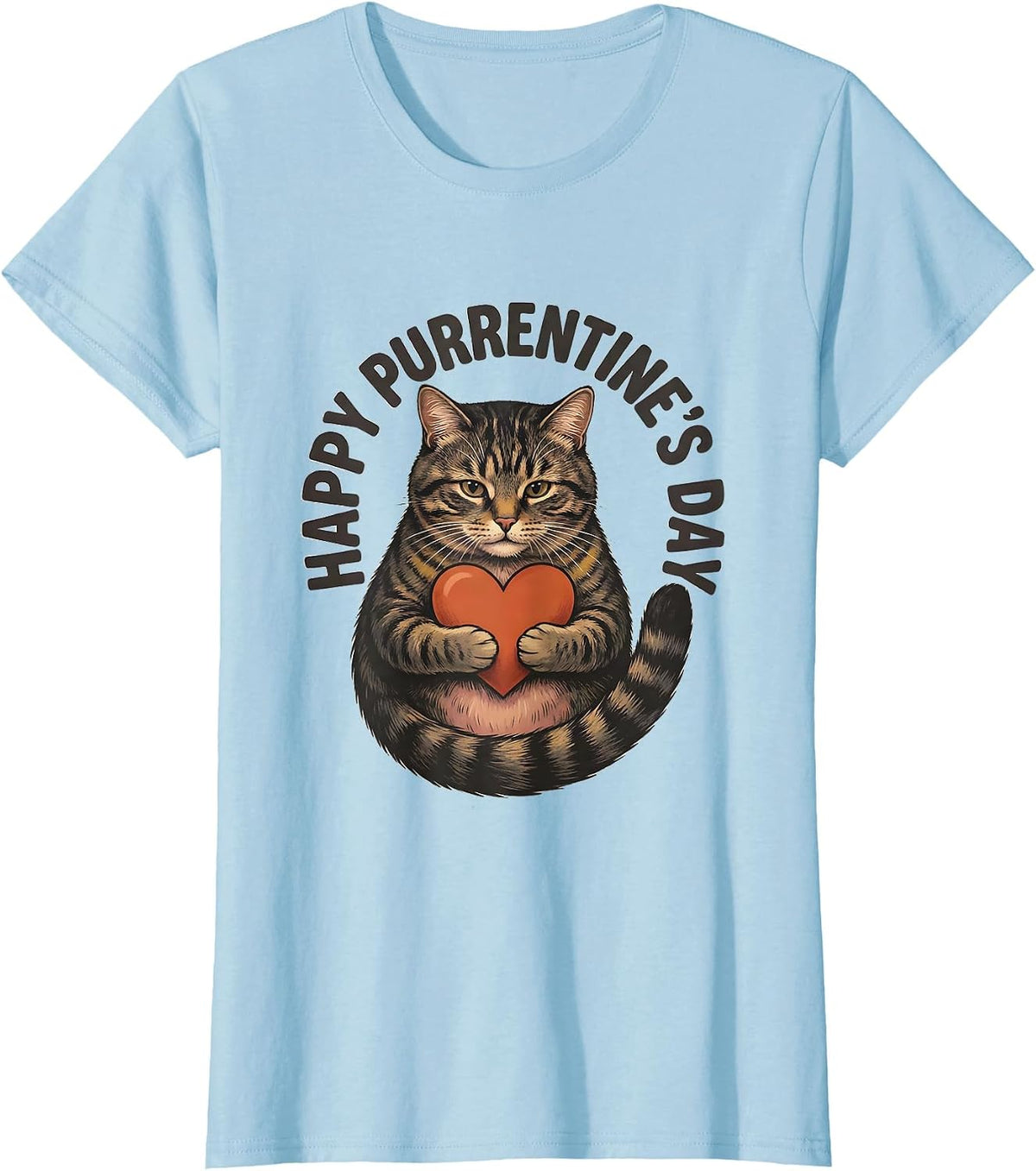 Women's Happy Purrentine's Day Cute Cat Lover Valentine Gift T-Shirt - Baby Blue