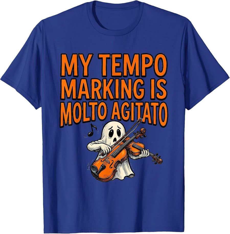 My Tempo Marking Is Molto Agitato Funny Music Teacher Ghost T-Shirt - Royal Blue