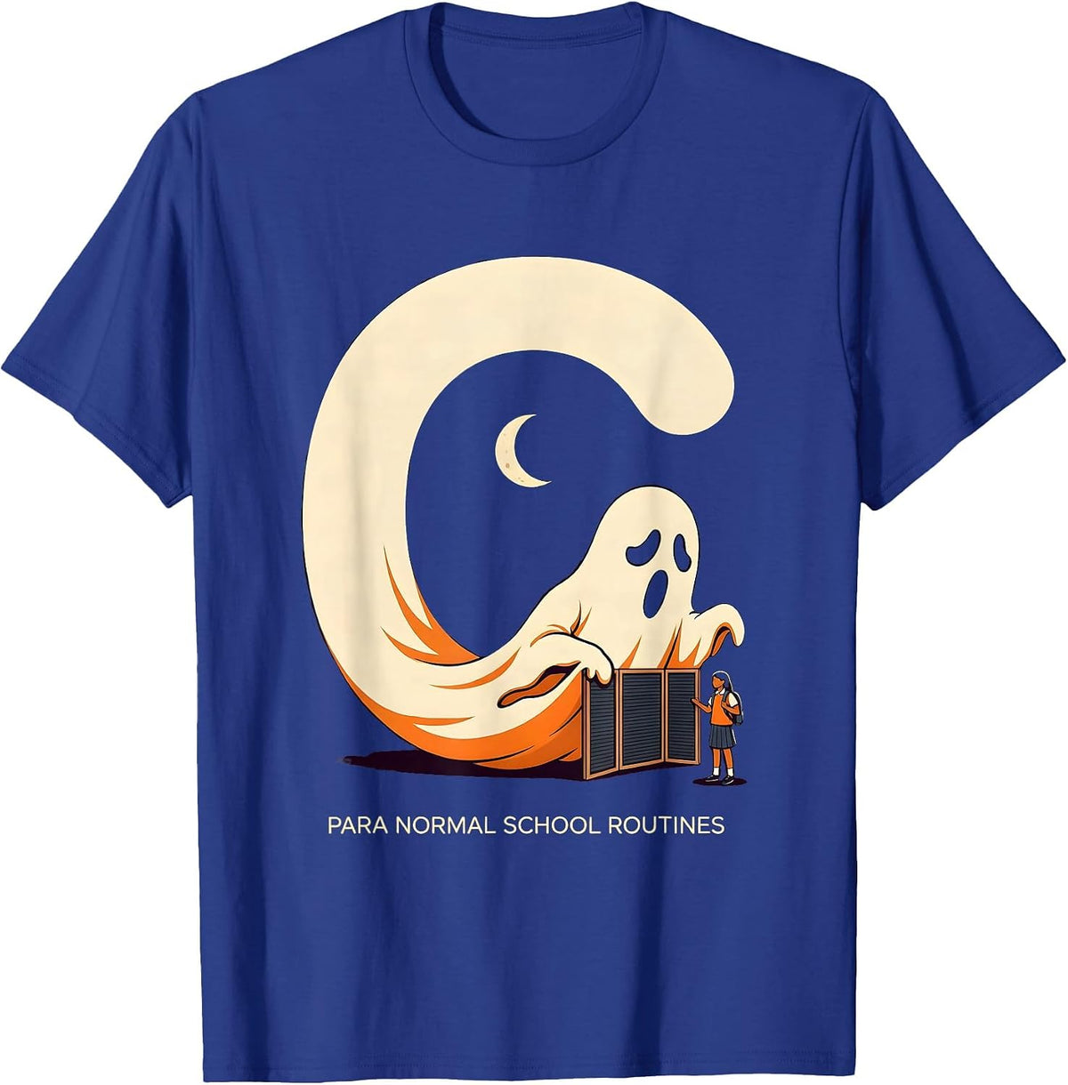 Men's Para Normal School Routines Funny Ghost Paraprofessional T-Shirt - Royal Blue