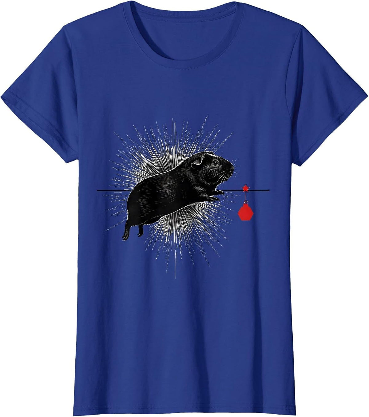 Women's Guinea Pig Leap Christmas Pet Lover Holiday Humor T-Shirt - Royal Blue