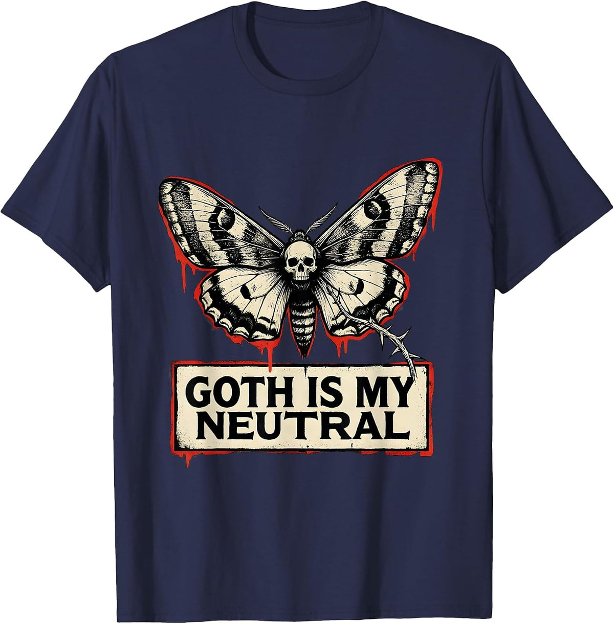 Goth Is My Neutral Stencil Gothic Emo Girl Y2K Grunge T-Shirt - Navy Blue