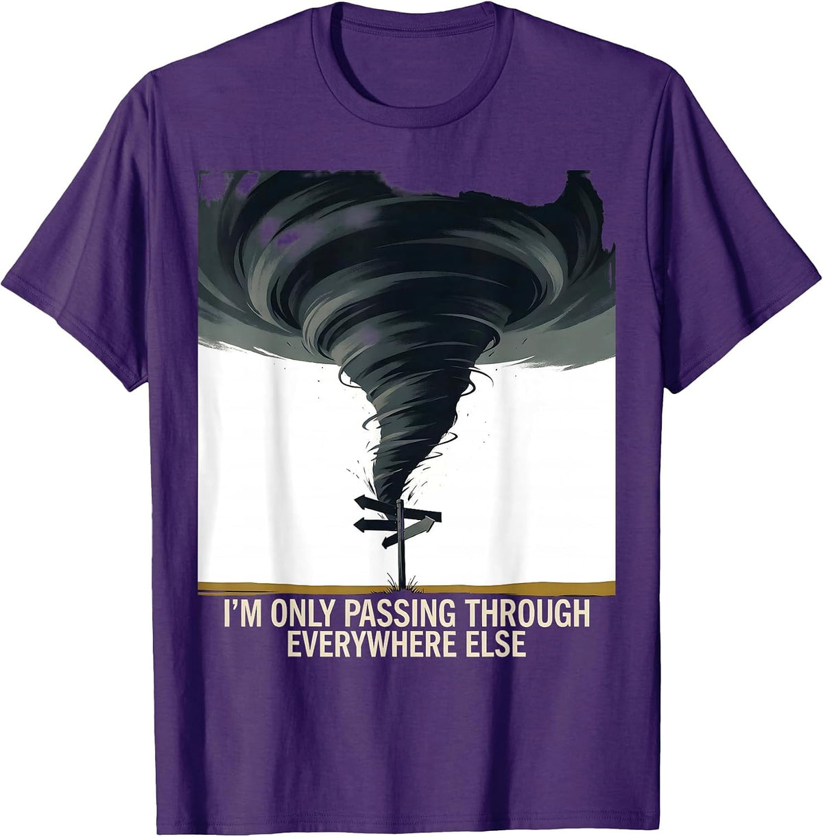 Men's I'm Only Passing Through Everywhere Else Tornado Chaser T-Shirt - Purple