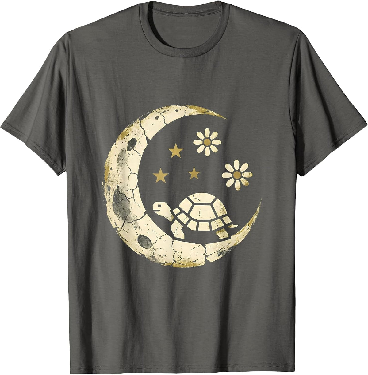 Men's Ancient Tortoise Starry Sky Be Still Illustration T-Shirt - Asphalt Grey