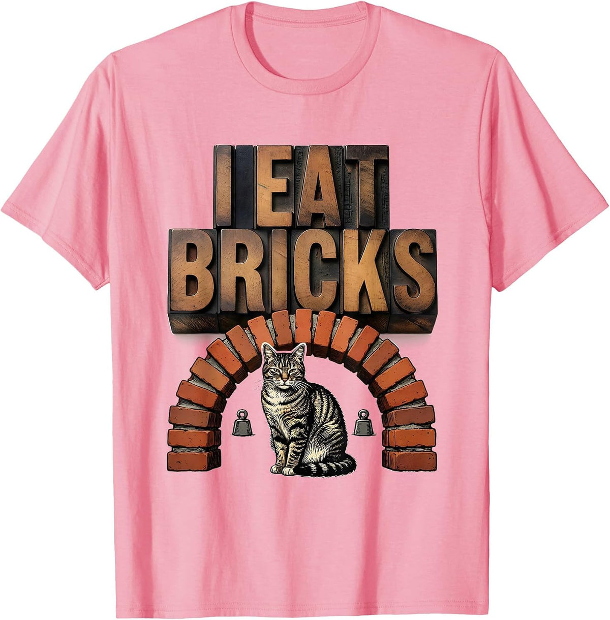Men's I Eat Bricks Funny Cat Meme Internet Humor Gift T-Shirt - Pink