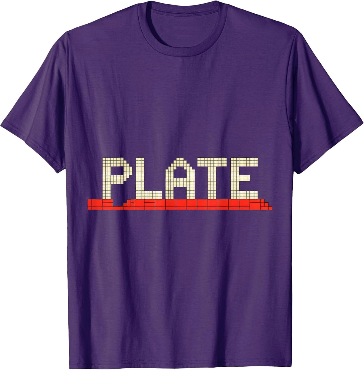 Men's Plate Pixel Art Shirt That Says Novelty Deadpan Humor T-Shirt - Purple
