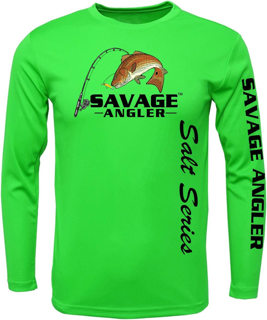 Men’s Salt Series Quick Drying Long Sleeve Performance Fishing Shirt with UPF 50+ Sun Protection - Neon Green