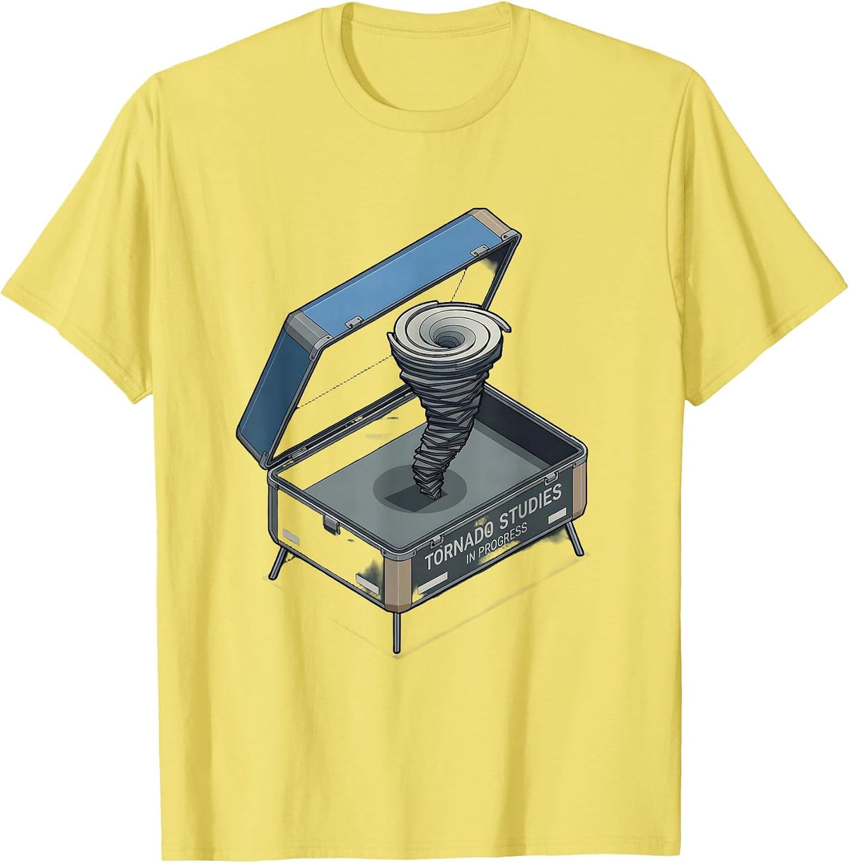 Men's Tornado Studies In Progress Funny Storm Chaser Meteorology T-Shirt - Lemon Yellow