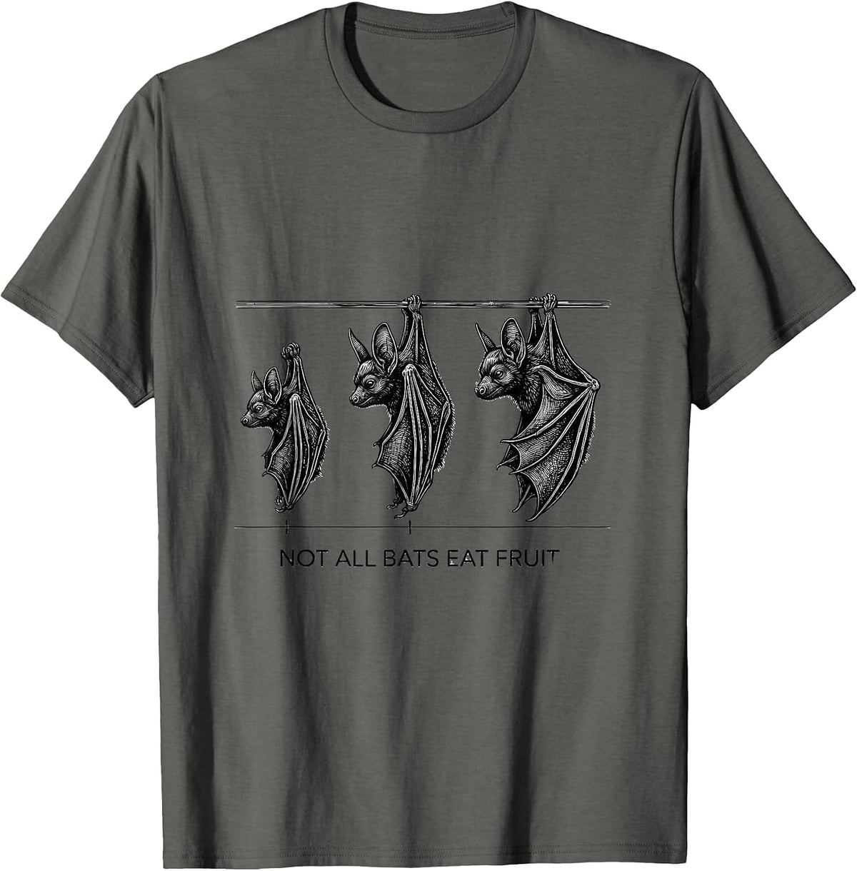 Men's Not All Bats Eat Fruit Funny Bat Lover Wildlife Conservation T-Shirt - Asphalt Grey