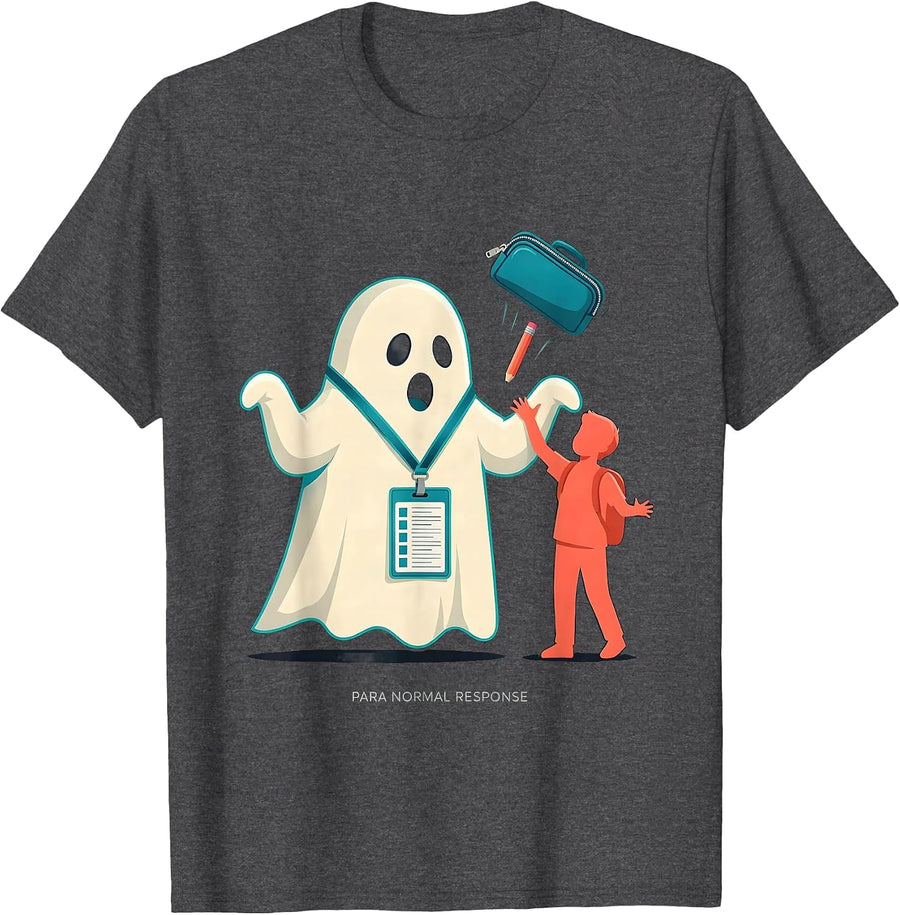Men's Para Normal Response Funny Ghost Paraprofessional Halloween T-Shirt - Dark Heather Grey
