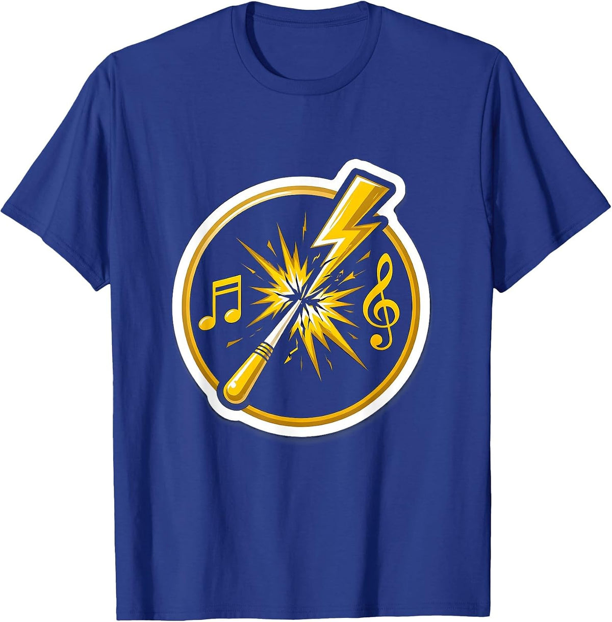 Men's Music Teacher Conductor Baton Lightning Bolt Graphic T-Shirt - Royal Blue