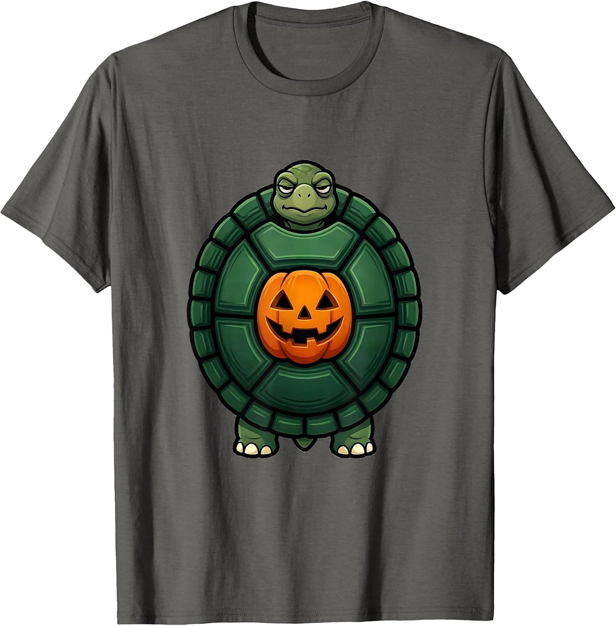 Men's Badge Tortoise Shell Halloween Costume Whimsical Turtle T-Shirt - Asphalt Grey