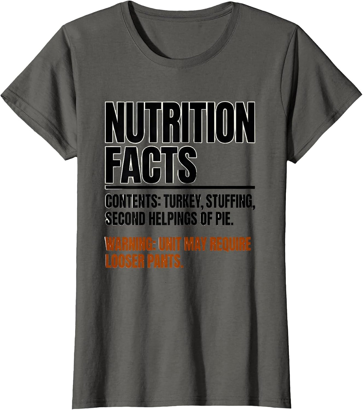 Women's Contents Turkey Stuffing Second Helpings Pie Thanksgiving T-Shirt - Asphalt Grey