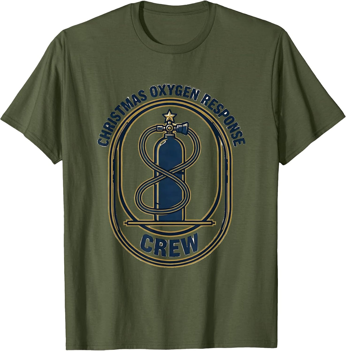 Christmas Oxygen Response Crew Funny Respiratory Therapist T-Shirt - Olive Green