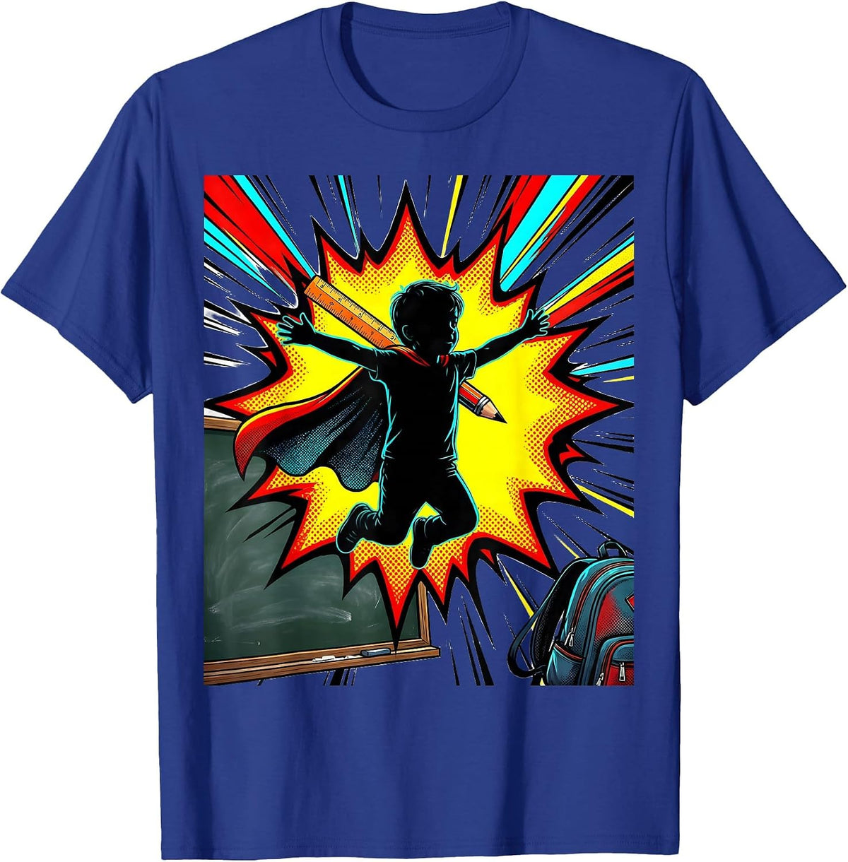Leaping Child Pop Art Teacher Appreciation Back To School T-Shirt - Royal Blue