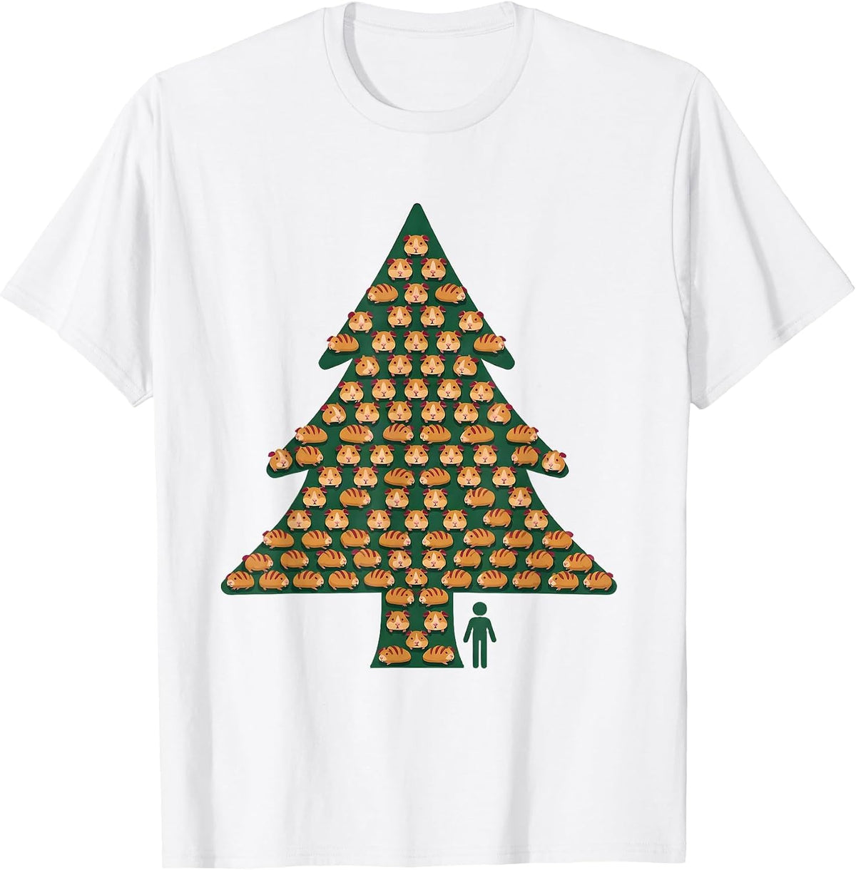 Men's Guinea Pig Christmas Tree Holiday Pet Lover Humor T-Shirt - White