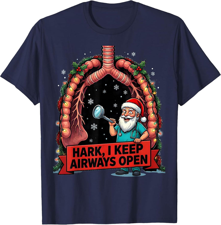 Hark, I Keep Airways Open Funny Respiratory Therapist T-Shirt - Navy Blue