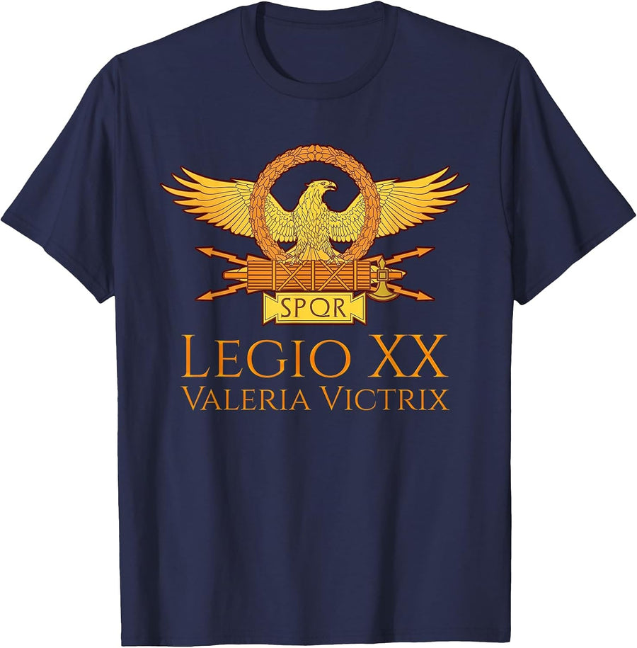 Legio XX Valeria Victrix - Ancient Rome Legion Aquila SPQR T-Shirt - Navy Blue