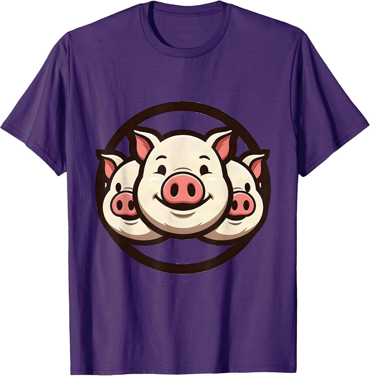 Men's Pig Mascot Logo Funny Pig Lover Novelty Humor T-Shirt - Purple