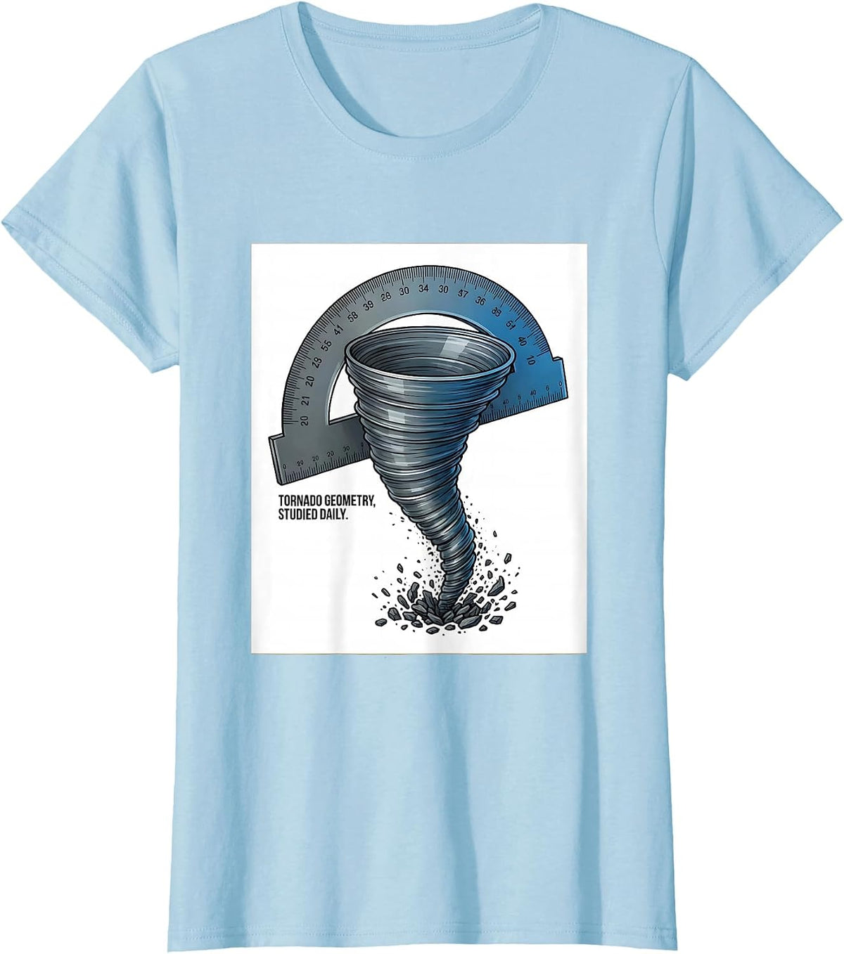 Tornado Geometry Studied Daily Meteorology Storm Chaser T-Shirt - Baby Blue