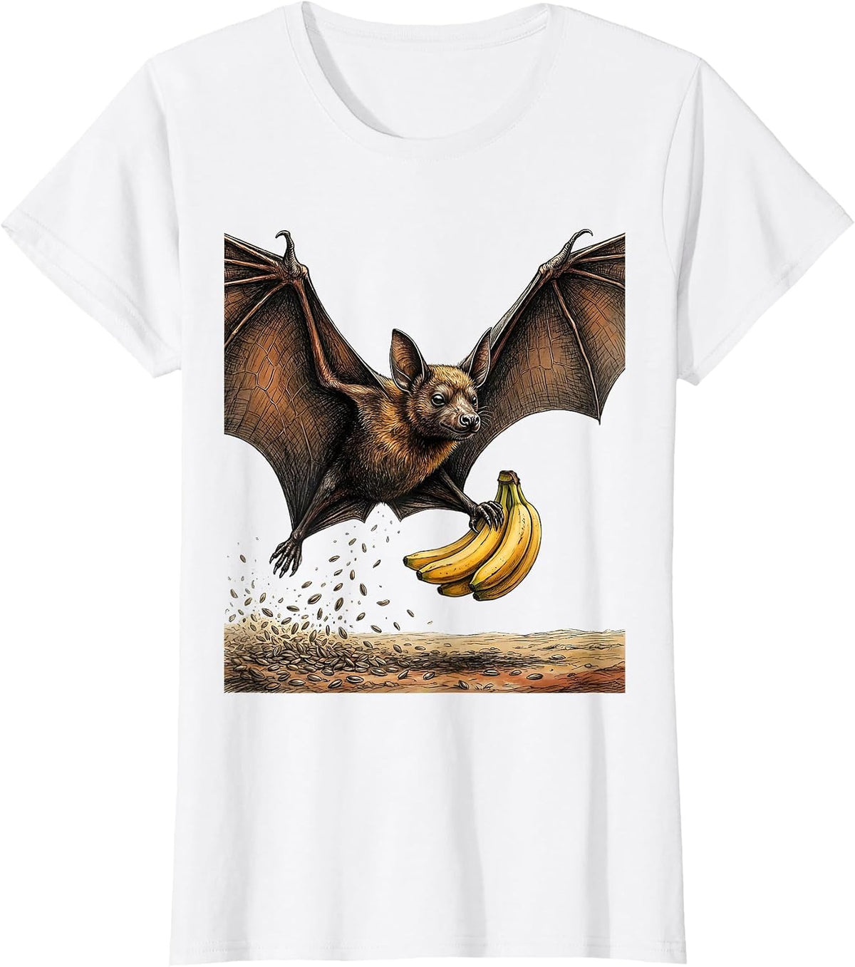 Women's Fruit Bat Nature Lover Halloween Bat Enthusiast T-Shirt - White