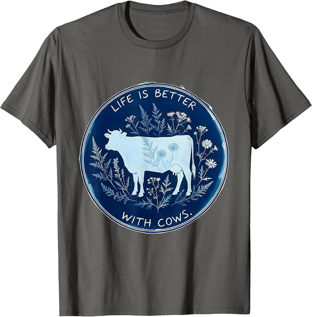 Men's Life Is Better With Cows Farmlife Design T-Shirt - Asphalt Grey