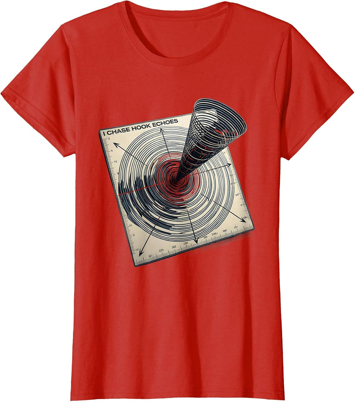 I Chase Hook Echoes Futurist Dynamism Storm Chaser T-Shirt - Red