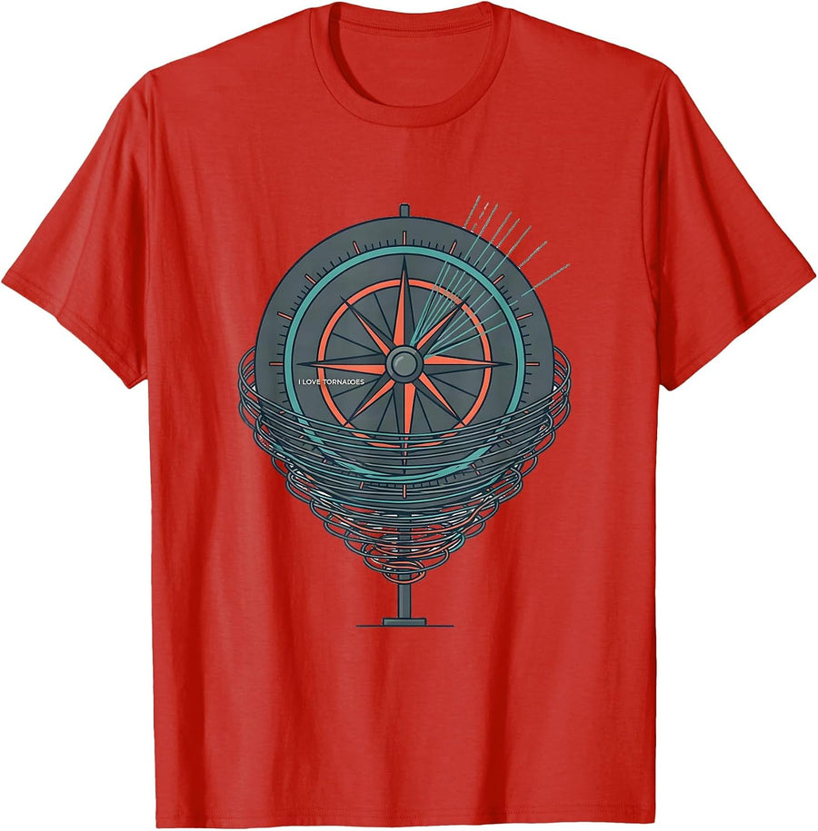Men's I Love Tornadoes Flat Vector Storm Chaser Meteorology T-Shirt - Red
