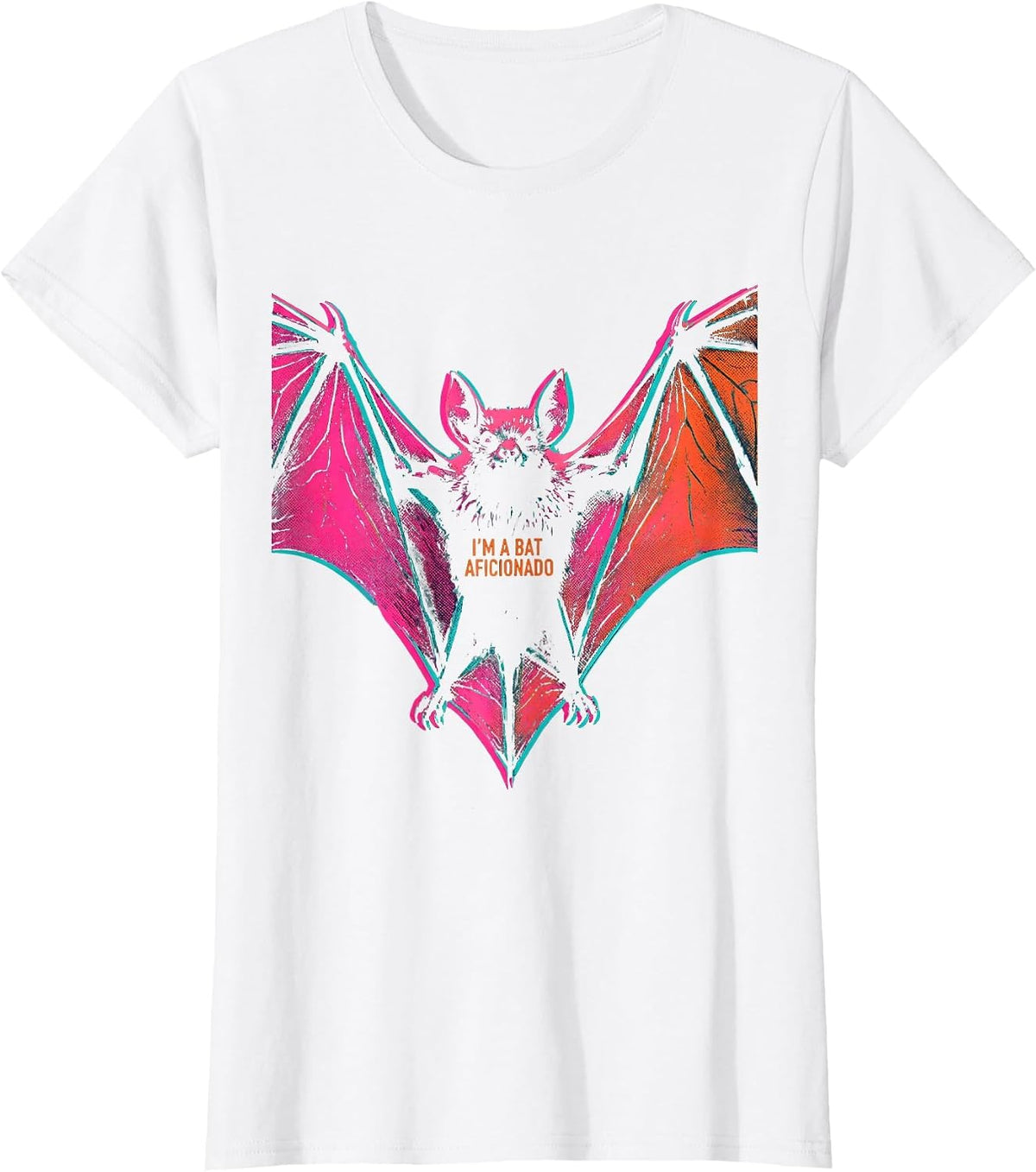 I'm A Bat Aficionado Risograph Bat Lover Halloween Wildlife T-Shirt - White