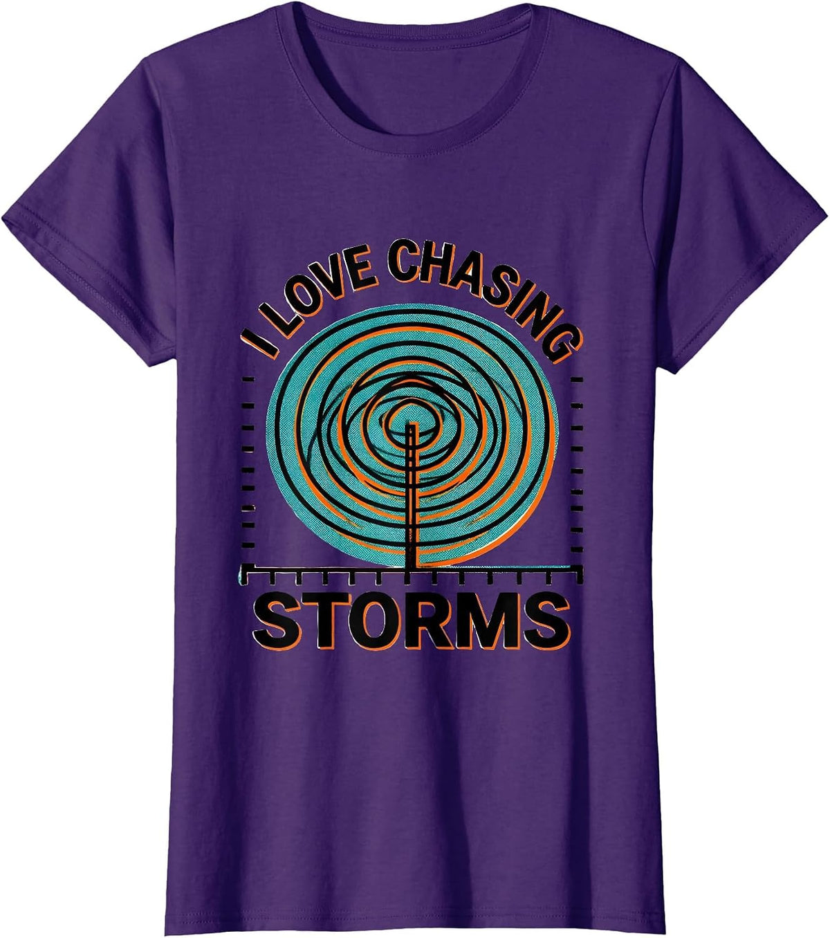 Women's I Love Chasing Storms Risograph Storm Chaser Meteorology T-Shirt - Purple
