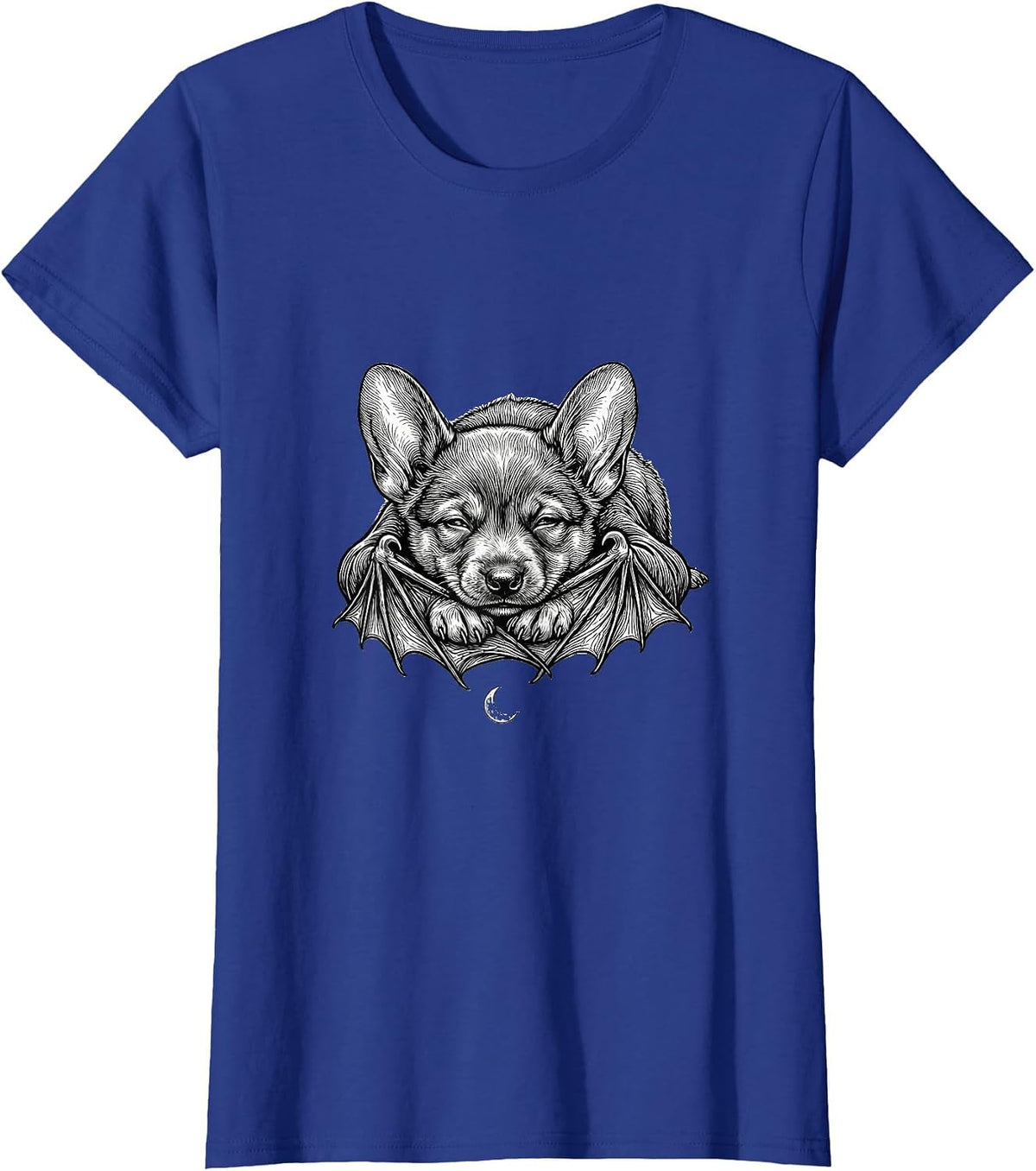 Women's Cute Bat Resting Bat Lover Halloween Nature Humor T-Shirt - Royal Blue