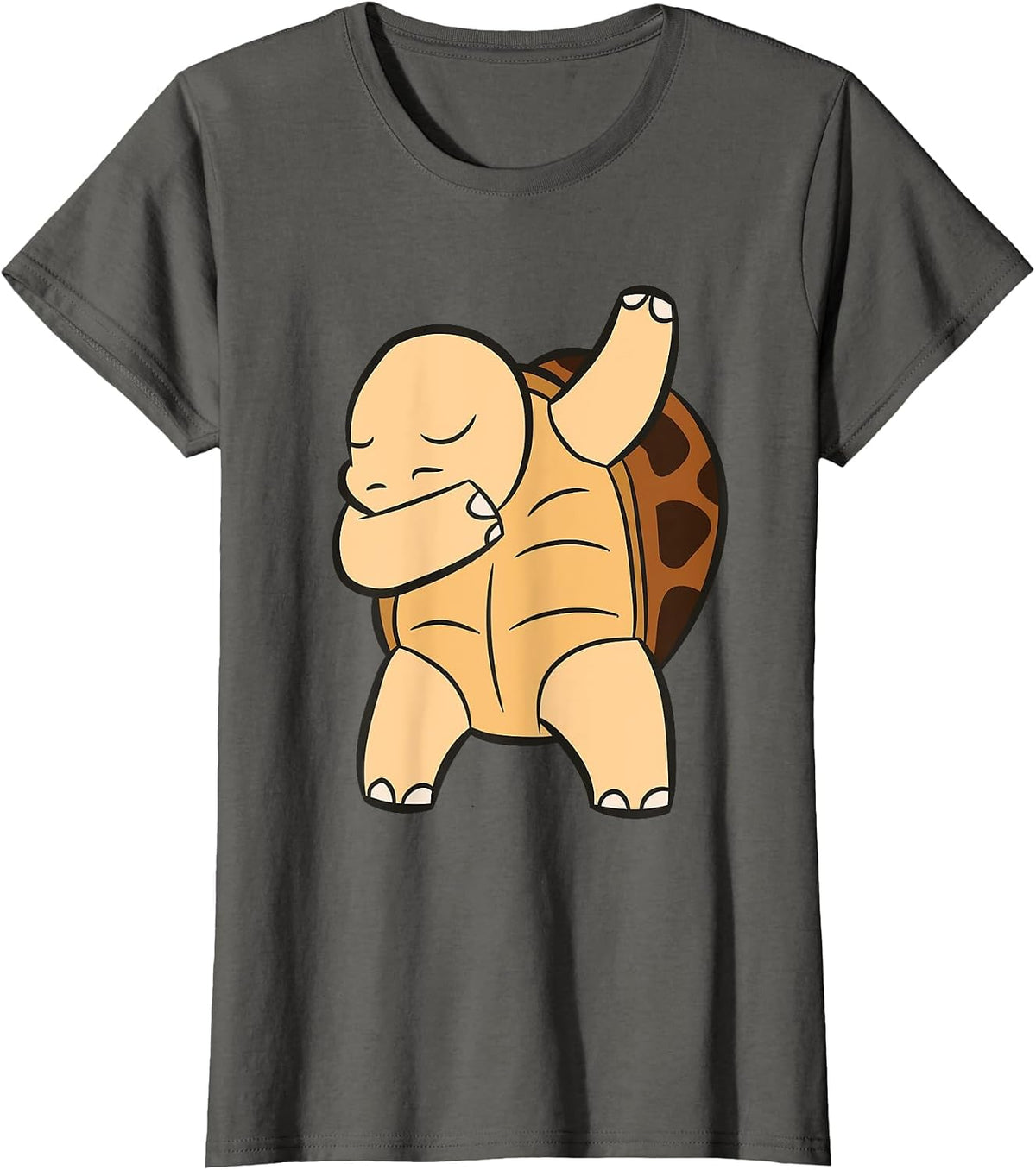 Tortoise Dabbing Cute Sulcata Tortoise T-Shirt - Asphalt Grey