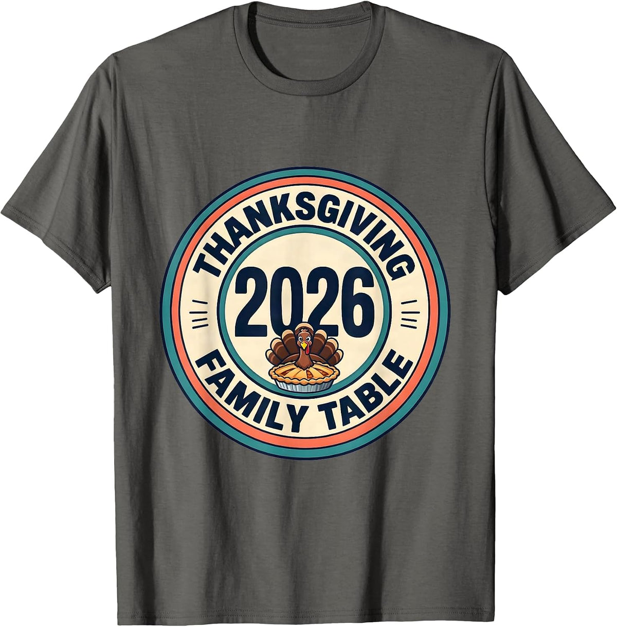 Men's Thanksgiving 2026 Family Table Funny Family Crew Matching T-Shirt - Asphalt Grey