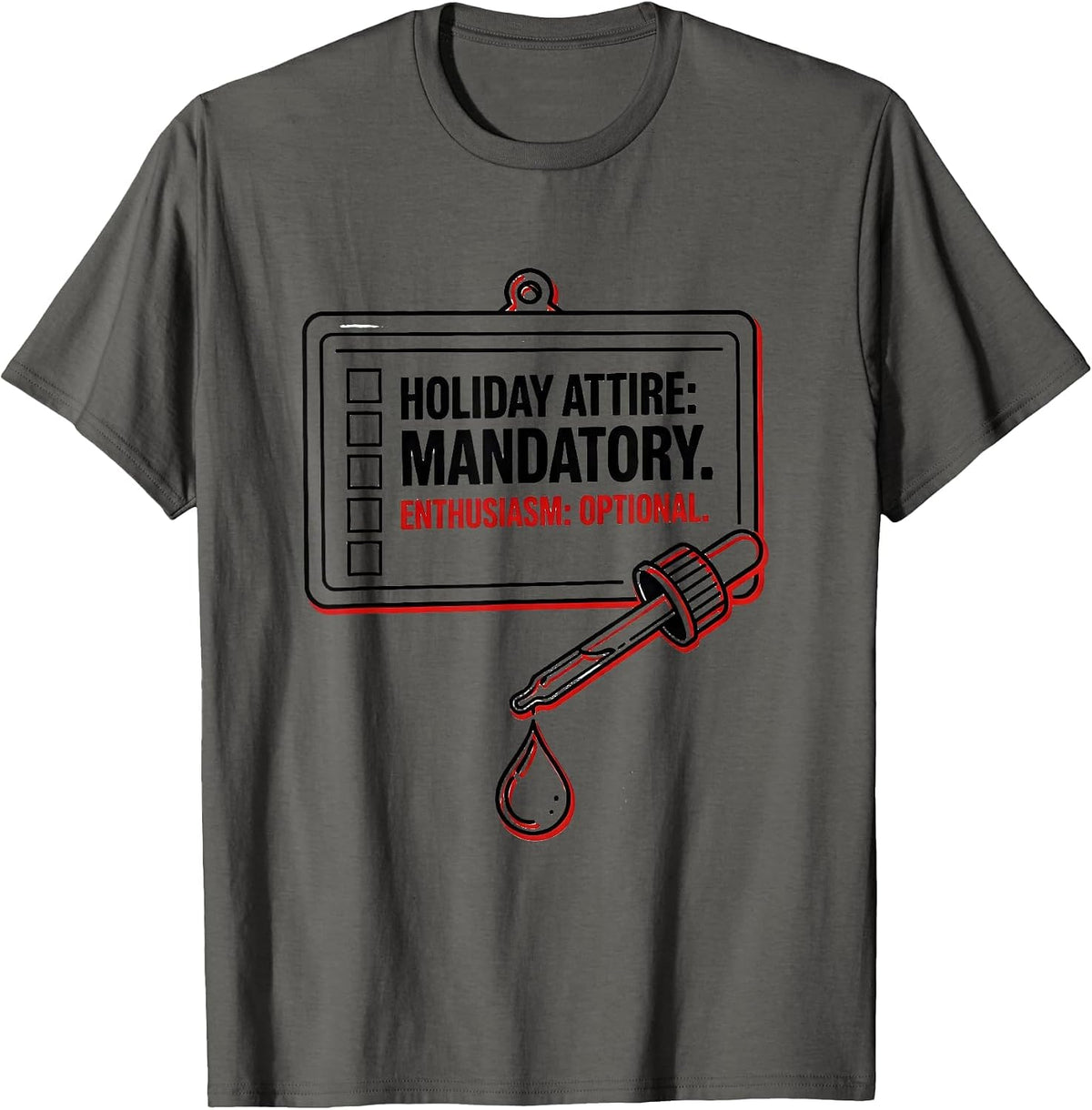 Men's Holiday Attire: Mandatory. Enthusiasm: Optional. Science Lab T-Shirt - Asphalt Grey